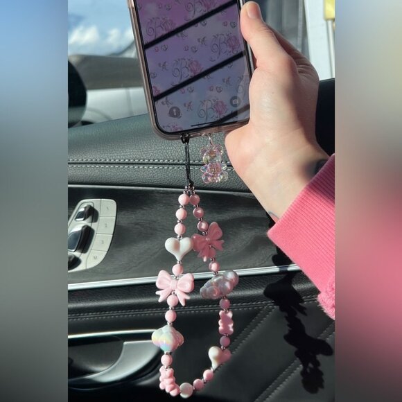 Phone Strap Lanyard β¨βοΈ Luxury cloud ribbons hearts beaded shiny luxe y2k kawaii - Picture 9 of 16